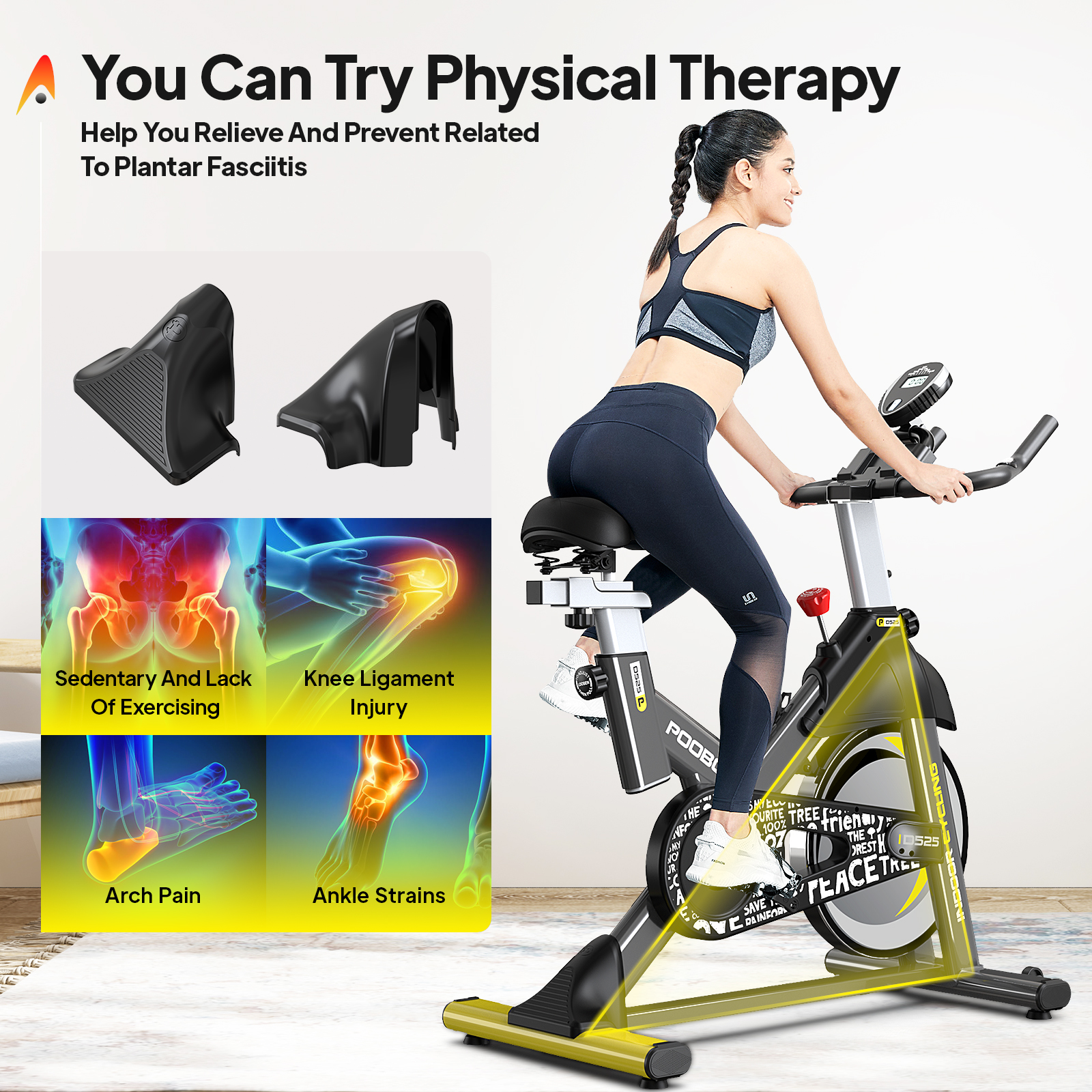 Pooboo Stationary Exercise bike Magnetic Resistance Cycling Bicycle with LCD Monitor for Indoor Cardio Workout 35 Lbs Flywheel Max Weight 330 Lbs - image 3 of 11