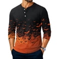 thumbnail image 2 of Domuza Halloween Henley Shirts Men Novelty Spooky Print Casual Long Sleeve Button Down Basic Tshirts Moisture Wicking Classic Fit Pullover 2XL, 2 of 4