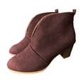 thumbnail image 3 of Mostsola Women's V Cut Ankle Boots Low Stacked Heel Pointed Toe Fashion Leather Short Booties, 3 of 4