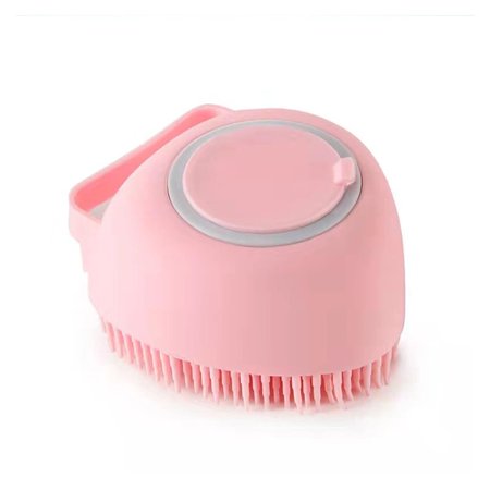 Soft Silicone Dog Brush Pet Shampoo Massager Bath Brush Washing Massage Dispenser Grooming Shower Brush (Color : Pink Heart)
