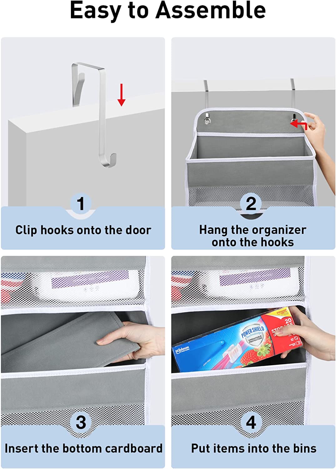 LazySpin 4-Tier Over The Door Organizer Gray photo 5