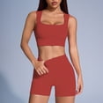 thumbnail image 4 of TOWED22 Women 2 Piece Workout Sets Padded Low Impact Yoga Tops High Waisted Biker Shorts(Red,S), 4 of 4