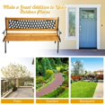 Load Bearing Bench Cast Iron Patio Bench with Wood Seat, Pvc Backrest Pattern, 49.5