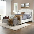 thumbnail image 3 of Maklaine Modern Hardwood Tufted Wingback King Bed in Antique White, 3 of 22