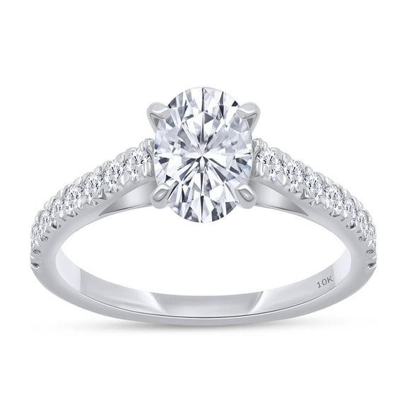 Oval & Round Shape IGI Certified Lab Grown Diamond Cathedral Style Engagement Ring For Women In 10K Solid White Gold Jewelry (1.38 Cttw) - 5