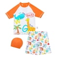 thumbnail image 1 of Akiihool Swim Wear Kids Boys Boys Rash Guard Set for Kids Boys 2 Piece Short Sleeve Swim Shirts with Trunks Quick Dry Bathing Suits Swim Set (Orange,3-4 Years), 1 of 4