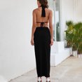 thumbnail image 4 of Idoravan Women's Basic Versatile Skirt Clearance Women Summer Halterneck Crop Solid Color Straps Tops+Slit Skirt 2 Piece Set, 4 of 9