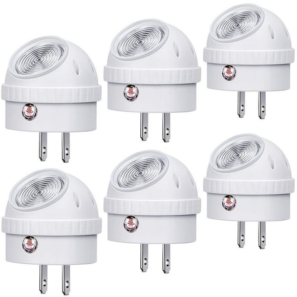 Emotionlite Plug-in Night Lights Neutral White LED Nightlight 360 Rotation Dusk to Dawn Sensor Kids Adult Bedroom Hallway Bathroom Kitchen Stairways Corridor UL Listed 6 Pack