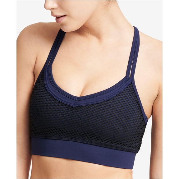 Dkny Sport Mesh-Overlay Medium-Impact Sports Bra Peacoat S