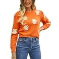 thumbnail image 1 of ZAXARRA Chandail en Tricot pour Femmes à Manches Longues Col Rond chandail à Fleurs Mode Urbaine Vêtements Automne Hiver, 1 of 7