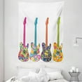 thumbnail image 1 of Popstar Party Tapestry, Set of Electric Guitars with Colorful Flowers Stars Circles Abstract Patterns, Wall Hanging for Bedroom Living Room Dorm Decor, 60W X 80L Inches, Multicolor, by Ambesonne, 1 of 2
