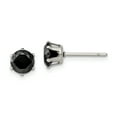 thumbnail image 3 of Primal Steel Stainless Steel Polished 6mm Black Round Cubic Zirconia Stud Post Earrings, 3 of 8