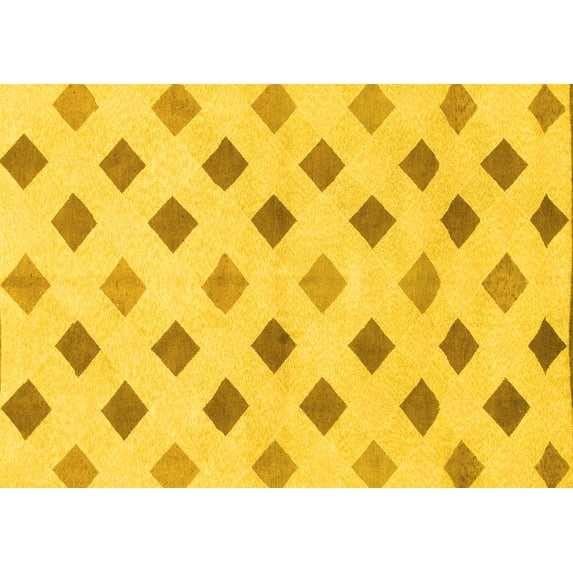 Ahgly Company Machine Washable Indoor Rectangle Solid Yellow Modern Area Rugs, 7' x 10'
