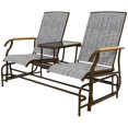 thumbnail image 4 of Yardi Yarda Outdoor 2-Person Glider Bench with Steel Frame, Glider Swing Chair Loveseat with Table, Gray, 4 of 11