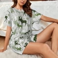 thumbnail image 4 of Balery green plaid Moose tree Conjunto de Pijama para Mujer con Estampado, Dos Piezas de Manga Corta y Shorts, Ropa de Dormir Suave con Cuello Redondo y Bolsillos-X-Large, 4 of 6