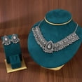 thumbnail image 4 of Retro Indian Traditional Jewellery Set For Women Bridal Wedding Party Antique Silver Oxidized Ethnic Prom Wear Statement Necklace Earring Tassel Bollywood Choker Punk Crystal Fashion Gift, 4 of 8