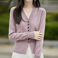 thumbnail image 4 of Fmbrln Womens Knitted Cardigan Sweaters Long Sleeve Button Open Front Cardigans Casual Loose Solid Color Cardigan Coat Purple M, 4 of 4