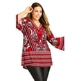 thumbnail image 1 of Avenue Women's Plus Size Broadway Place Tunic V-Neck Wide 3/4 Length Sleeve Pull-Over Fit, 1 of 2