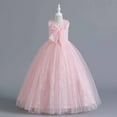thumbnail image 4 of REORIAFEE Girl A-Line Tutu Tulle Party Flower Girl Dress Sleeveless Lace Bow Mesh Dress Gauze Dress Princess Dress Pink 7-8 Years, 4 of 9