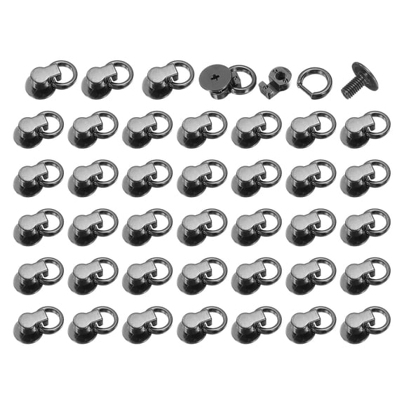 Metal Ball Studs Rivets D Ring, 40 Pcs Ball Post Head Buttons Round Studs Rivets with Screw (Black)