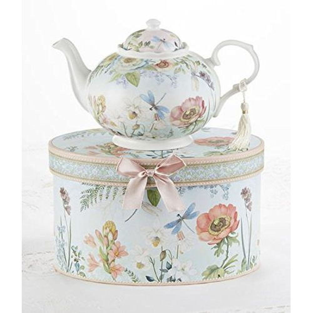 Delton 9.5X5.6 Inches Porcelain Tea Pot With Box Wildflower 