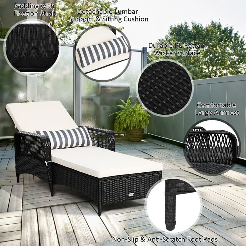 Aimee Lii PE Rattan Chaise Lounge Chair Arm Chair Recliner Adjustable with Pillow, Patio Loungers Aimee Lii PE Rattan Chaise Lounge Chair Arm Chair Recliner Adjustable with Pillow, Patio Loungers
