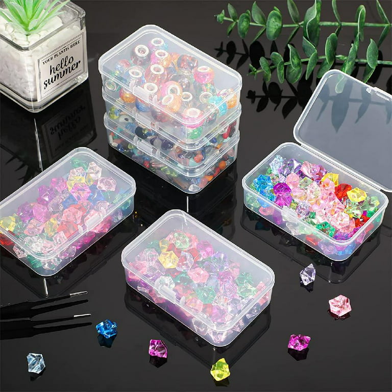 .com: 48 Packs Clear Small Plastic Containers Transparent Storage Box  with Hinged Lid for Small Items Crafts Jewelry (2.12 x…