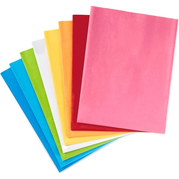 Tissue Paper, 120 Sheets (Classic Rainbow, 8 Colors) for Birthdays, Mother's Day, Graduation, Gift Wrap, Crafts, DIY Paper Flowers, Tassel Garland and More