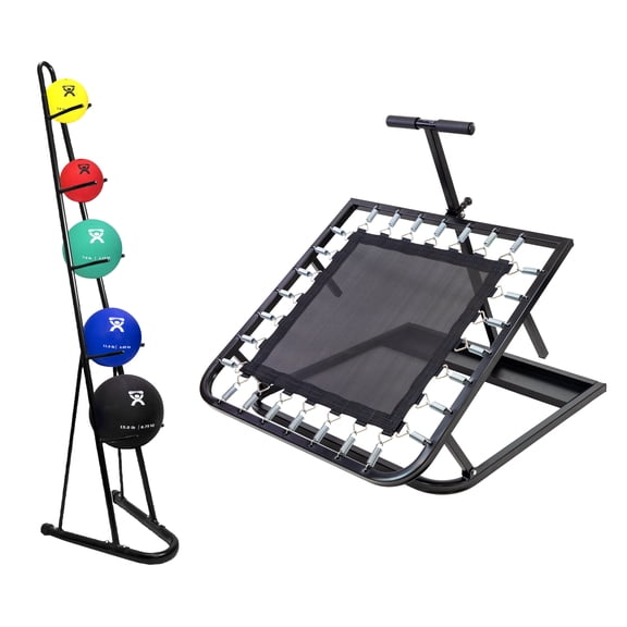 Rectangular rebounder package w/vertical ball rack and 5 ball set (1ea: 2,4,7,11,15 lbs)