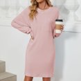 thumbnail image 4 of Fall Dresses For Women 2025 Sevevn Womens Solid Color Crew Neck Dress Vacation Loose Dresses Fitted Short Dress with Pockets, 4 of 6