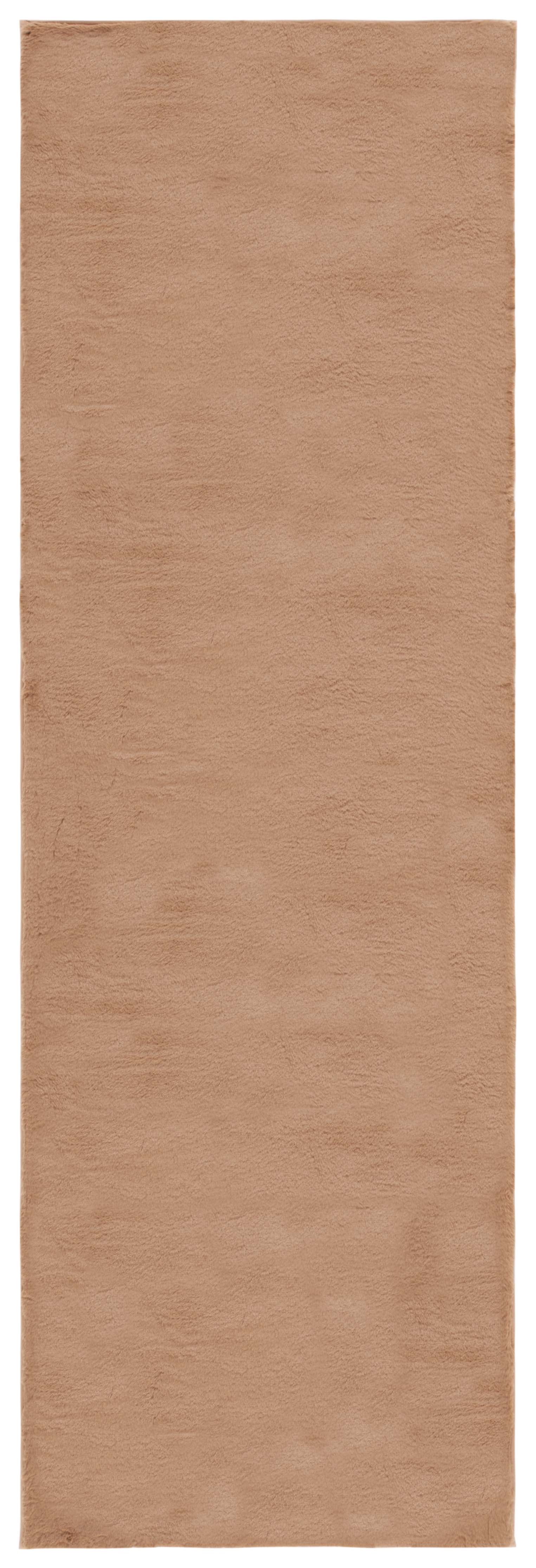 Safavieh Faux Rabbit Fur Davin Solid Machine Washable Slip Resistant Runner Rug, Brown, 2'6" x 8'