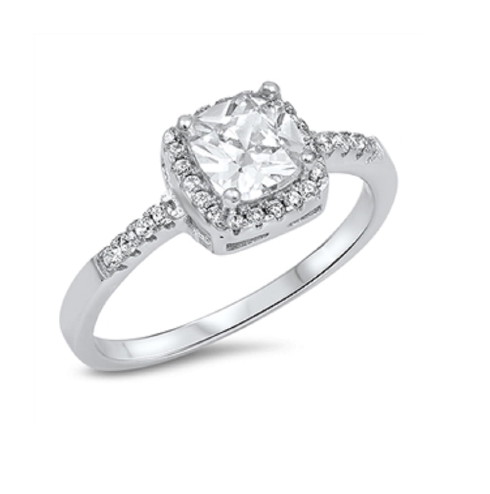 All in Stock Princess  Cut  Cubic  Zirconia  Engagement Ring  