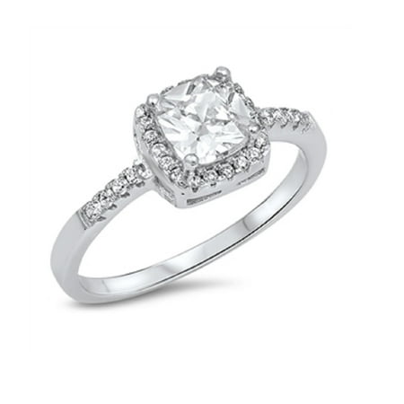 cubic zirconia silver engagement ring sterling princess cut walmart
