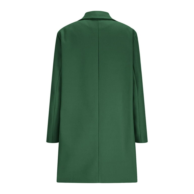 KIHOUT Women's Faux Wool Stand Collar Pea Coat - Mid-Length Thick
