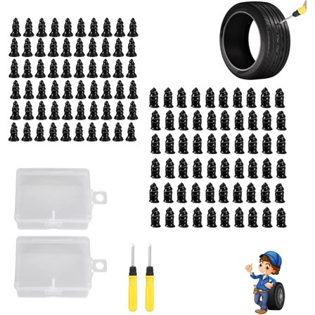 120PCS Tire Repair Rubber Nails Kit with 2 Sizes, 2026 New Vacuum Tires Repair Kits Spiral Rubber Nails, Fast Tool Self Service Kit for Car Motorcycle Tire Puncture (120pcs)