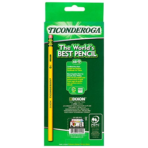 Ticonderoga Pencils, Wood-Cased, Graphite #2 HB Soft, Yellow, 48-Pack (13922)