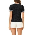 thumbnail image 3 of INSPIRE CHIC Women's Spring Summer Tie V Neck Short Sleeve Floral Blouse Top M Black, 3 of 5