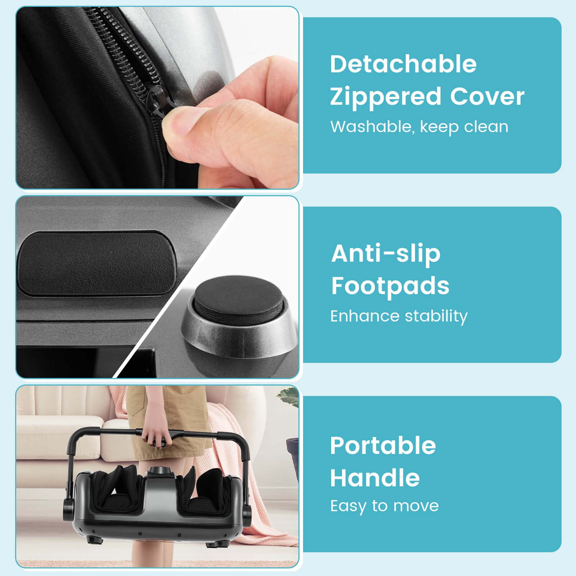 Costway Foot & Calf Massager Vibration Compression Electric Leg Massager Machine with Heat Gray