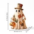 thumbnail image 2 of Vintage Halloween Ghost Decoration with Pumpkin Bucket - ic Patchwork Standing Ghost Figurine with Top Hat, Primitive Fabric Ghost for Tabletop, Mantel, Indoor Home Halloween Fall Decor A, 2 of 7