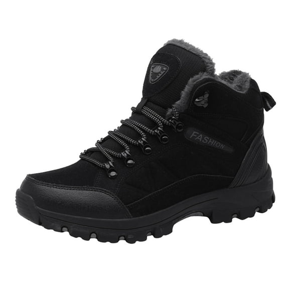 PEASKJP Men's Wide Width Boots Water Resistant Shoes Anti-Slip Fully Lined Hiking Boot,Black 40
