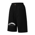 thumbnail image 3 of Womens Bermuda Shorts Cotton Elastic High Waist Wide Leg Pockets Breathable Knee Length Bermuda Long Shorts for Women, 3 of 7