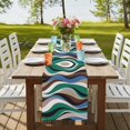 thumbnail image 4 of Table Runners 90 Inches Long Dress Scarves, Green Blue Brown Moire Farmhouse Coffee/Dining/Kitchen Table Runner for Living Room, Modern Abstract Art 13x90 Inch, 4 of 9