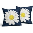 thumbnail image 2 of Daisy Flower Navy Blue Pillow Covers 18x18 Inch White Petal Floral Bloom Decorative Pillow Cases Spring Summer Seasonal Square Cushion Covers Farmhouse Home Decor For Porch Couch Outdoor Set of 2, 2 of 6