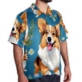 thumbnail image 2 of Corgi Dog Men's Short Sleeve Poplin Shirt, Casual Printed Button Down, Summer Beach Hawaiian Shirts, Unisex, 2 of 6