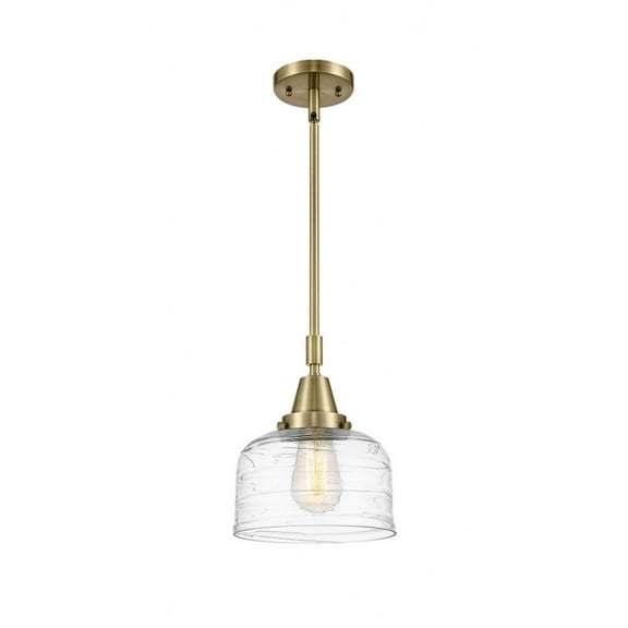 447-1S-AB-G713-Innovations Lighting-Bell - 1 Light Stem Hung Mini Pendant In Industrial Style-11.13 Inches Tall and 8 Inches Wide-Antique Brass