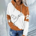 thumbnail image 2 of Fiaer Women Hoodies Cute Dog Fist Bump Graphic Long Sleeve Hooded Pullover Oversized Drawstring Baggy Fit Sweatshirts with Pockets Orange M, 2 of 4