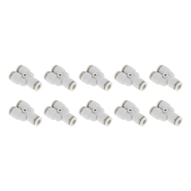 Conectores de aire de empuje únicos Bargains tipo Y de 1/4" de plástico 10 piezas tono blanco plateado
