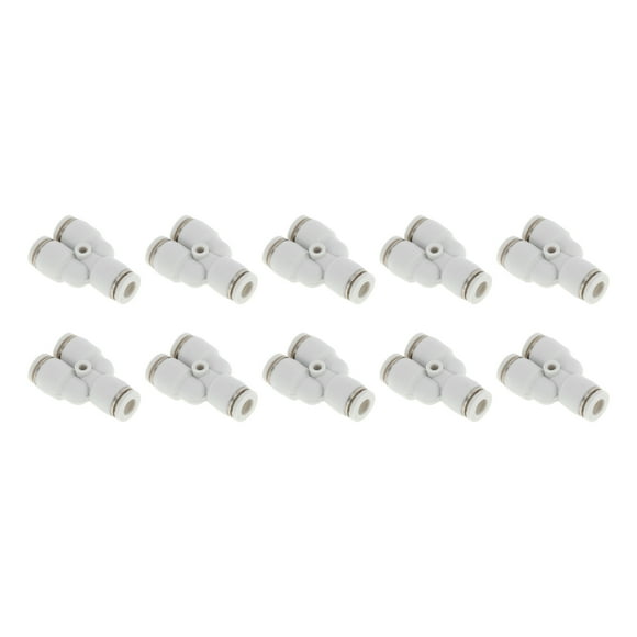 Unique Bargains Push to Connect Air Fittings 1/4" Y Type Air Line Quick Connector Plastic 10 Pcs White Silver Tone