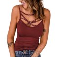 thumbnail image 2 of ICHUANYI Clearance Women's Black Round Neck Sleeveless Temperament Solid Vest Vest Pullover Shirt(Wine, S) ICHUANYI WER2023081200816, 2 of 8