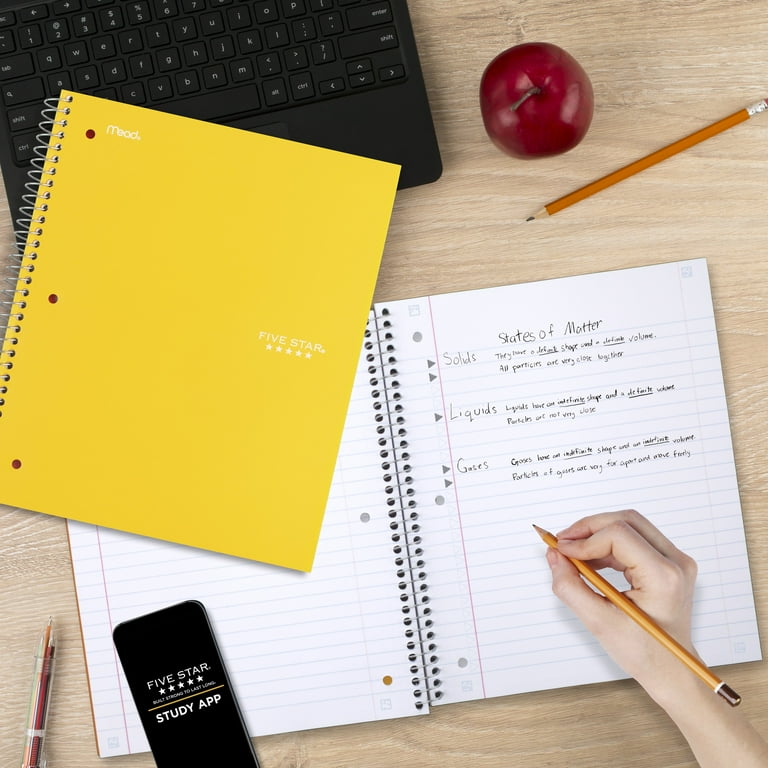 Five Star Single Spiral School Notebook, 1 Subject, Wide Ruled
